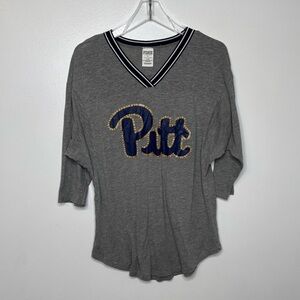 PINK Victoria’s Secret Pitt Panthers Y2K Tailgate V-Neck Top Gray M